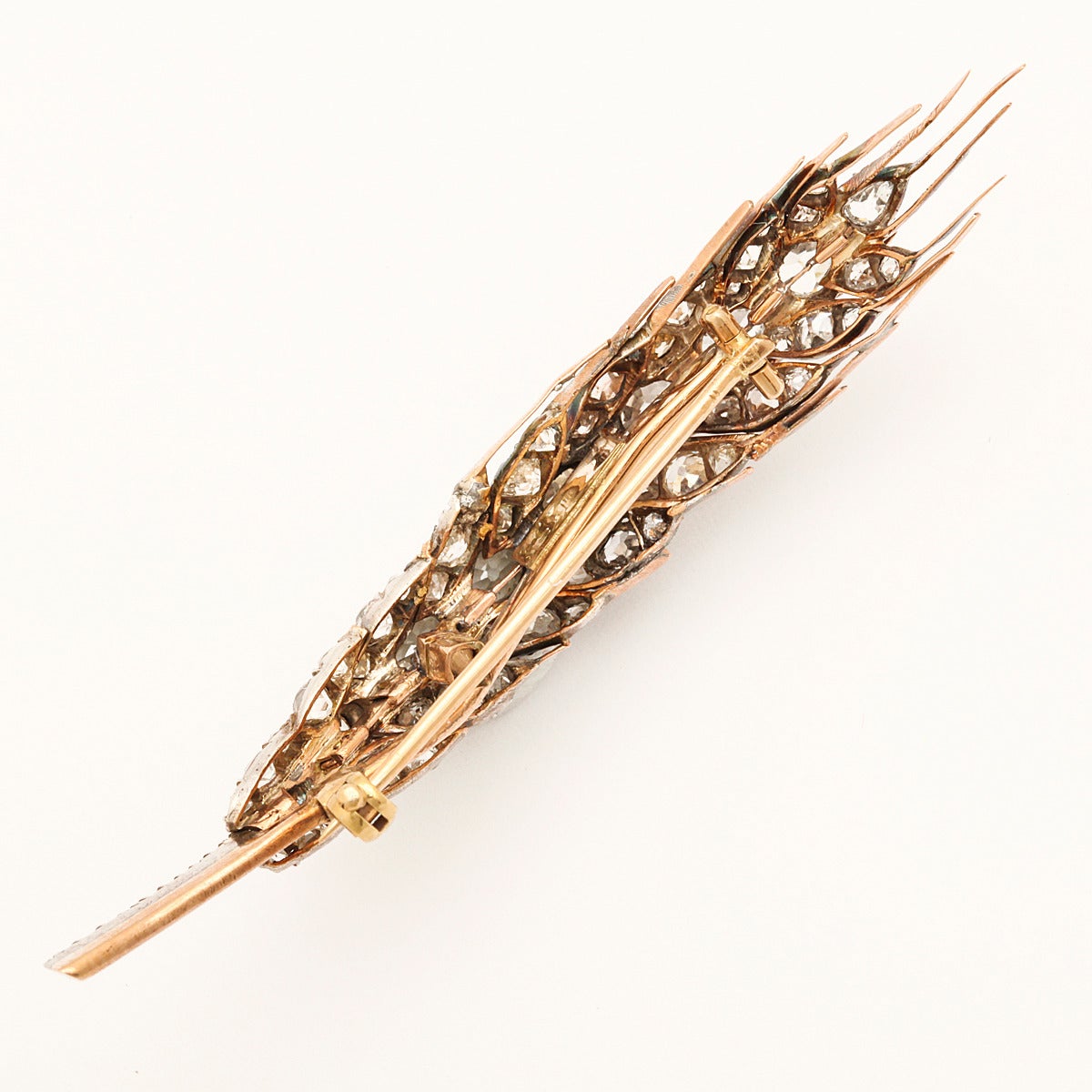 Women's Victorian Diamond Gold Sheaf of Wheat Brooch