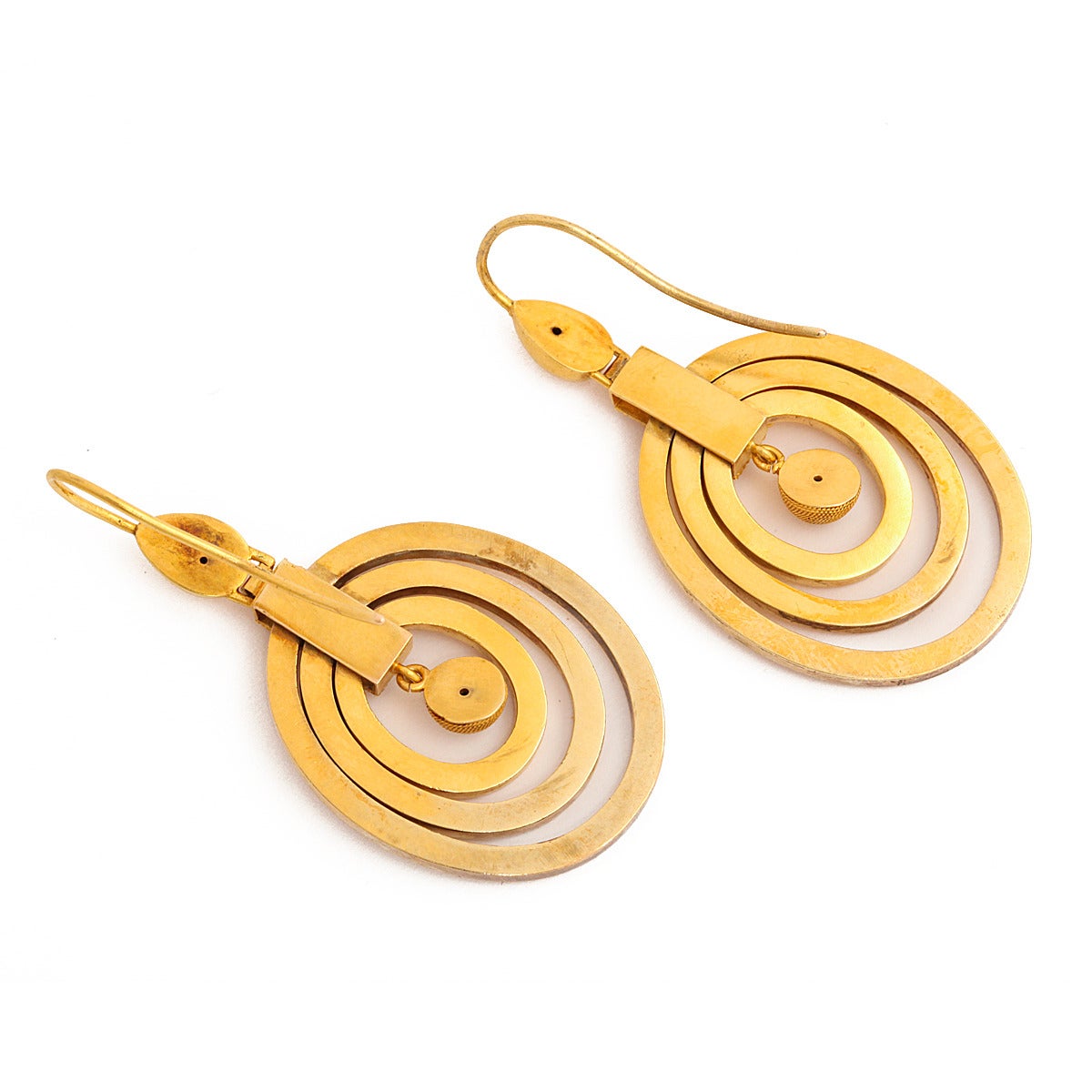 Victorian Roman Revival Gold Hoop Earrings 1