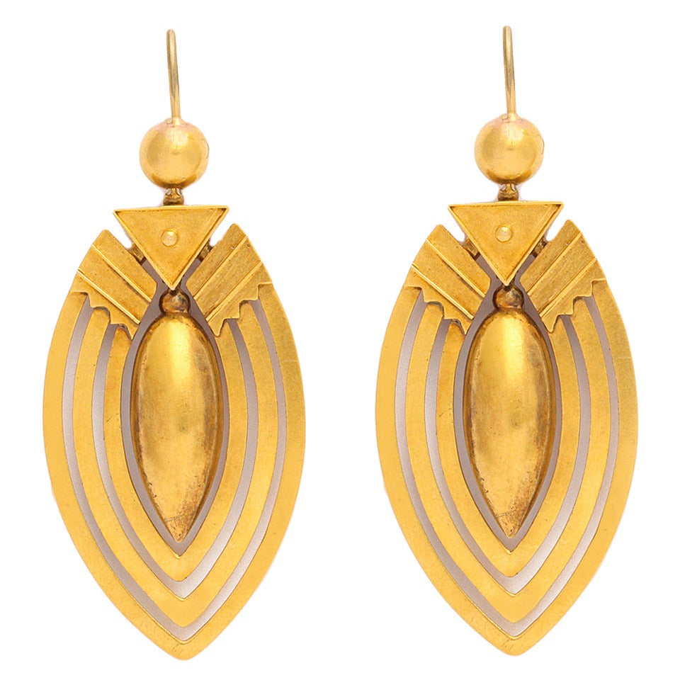 Victorian Roman Revival Gold Earrings
