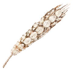 Victorian Diamond Gold Sheaf of Wheat Brooch