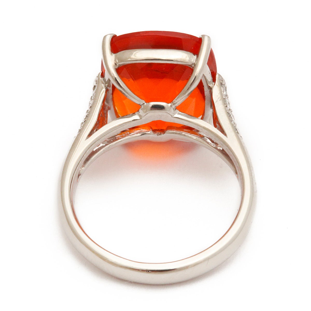 Fire Opal Diamond Platinum Ring For Sale 1