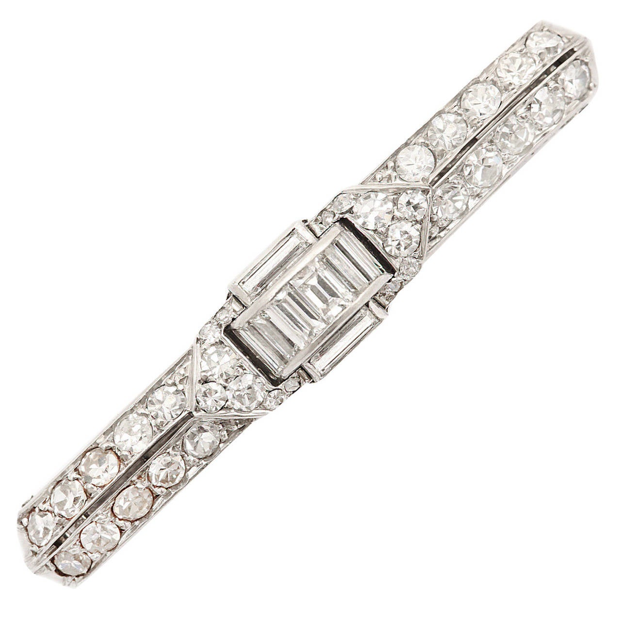 Cartier Paris Art Deco Diamond Platinum Scarf Pin For Sale