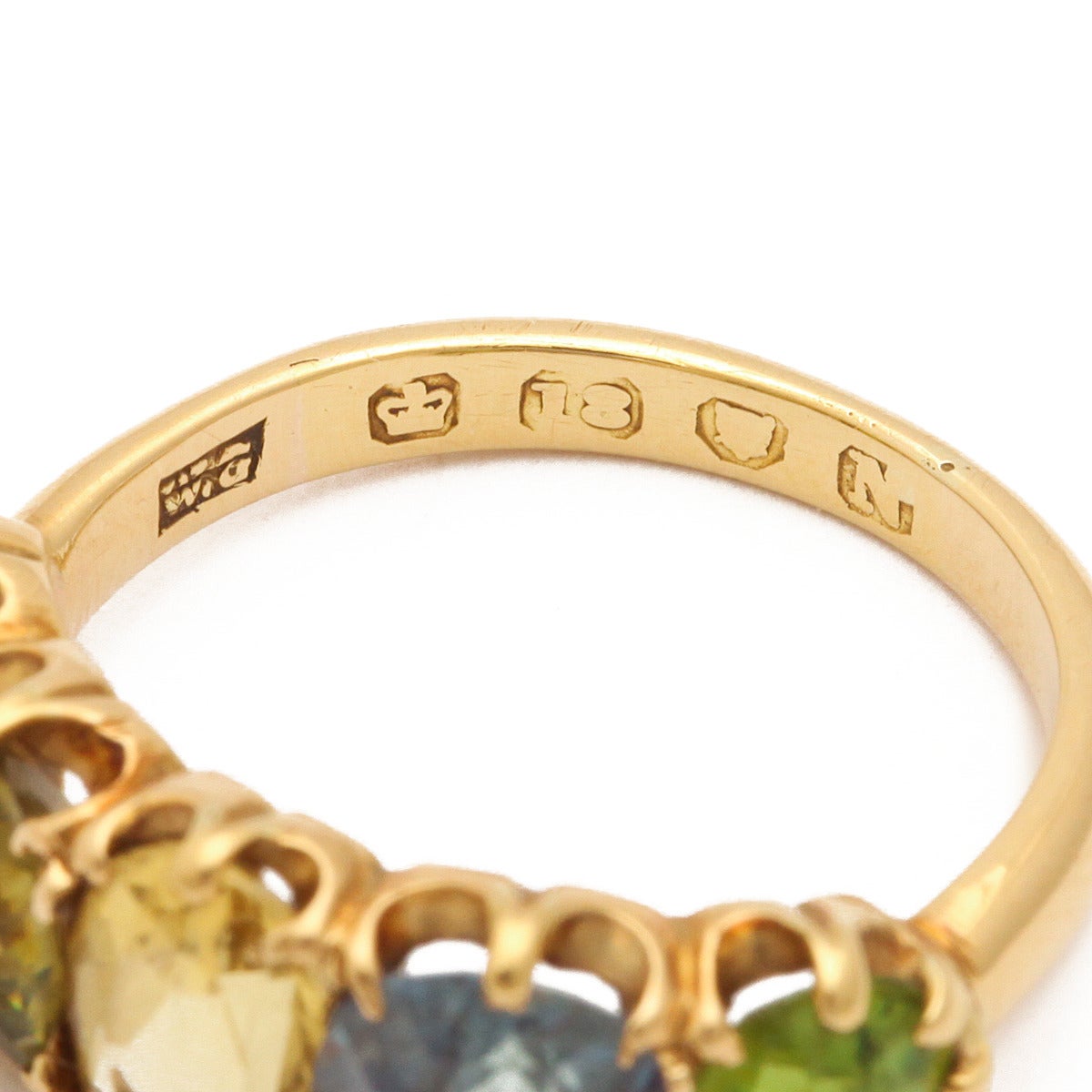 Women's Victorian Alexandrite Garnet Sapphire Gold Half Hoop Band Ring