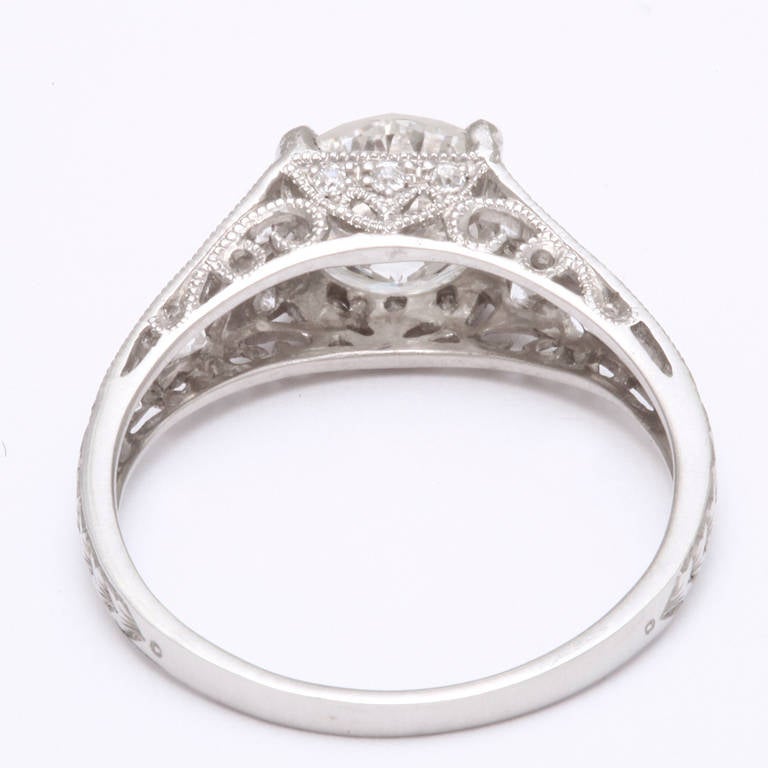 Edwardian Antique Diamond Platinum Engagement Ring For Sale