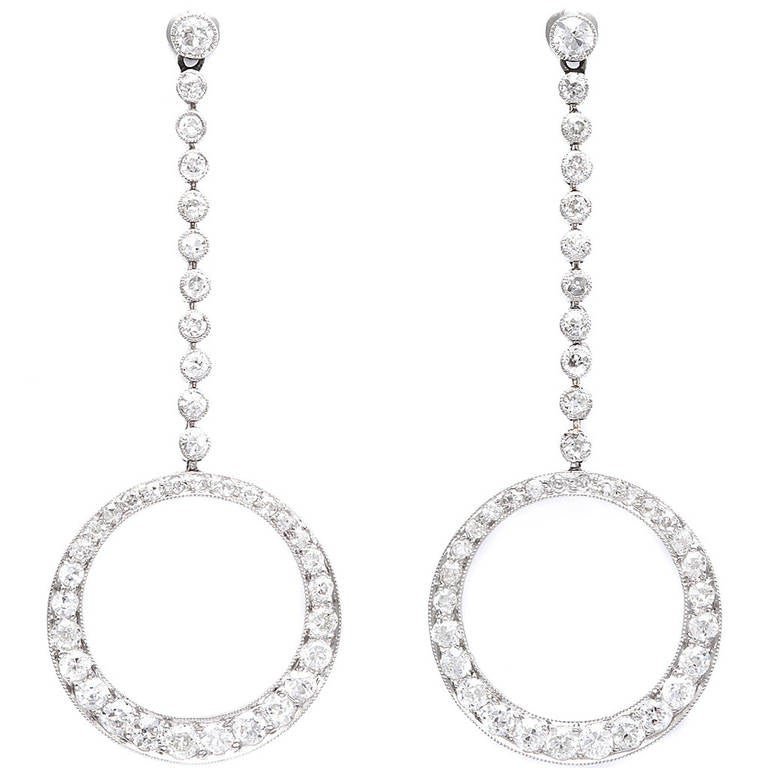Diamond Drop Circle Earrings