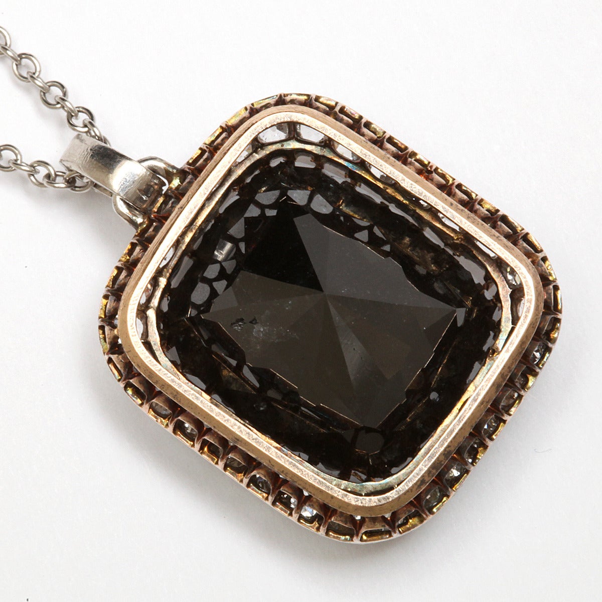 Women's Victorian Black Diamond Gold Platinum Pendant For Sale
