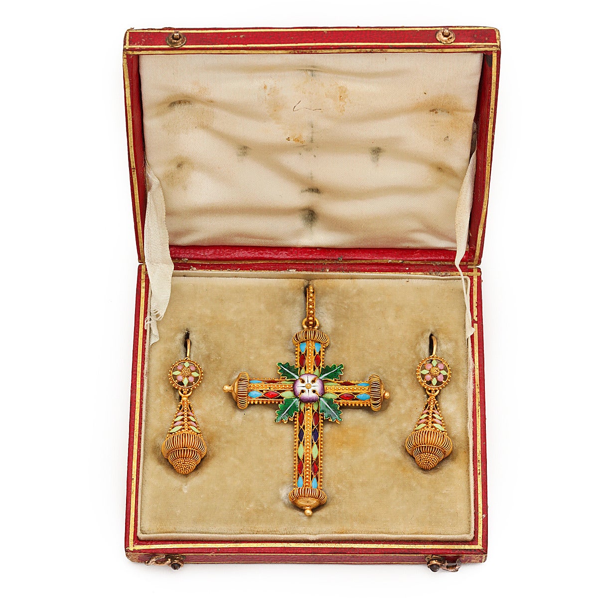 Women's Victorian Cross Pendant and Earrings