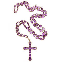 Antique Amethyst Gold Cross and Chain
