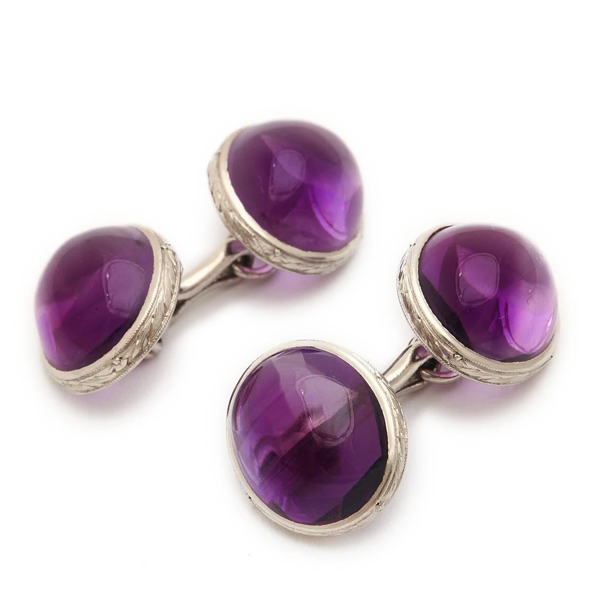 Antique Tiffany & Co. Amethyst Cufflinks In Excellent Condition In New York, NY