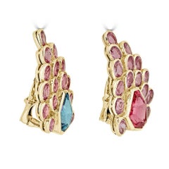 Pink Sapphire, Aquamarine and Pink Tourmaline Earrings