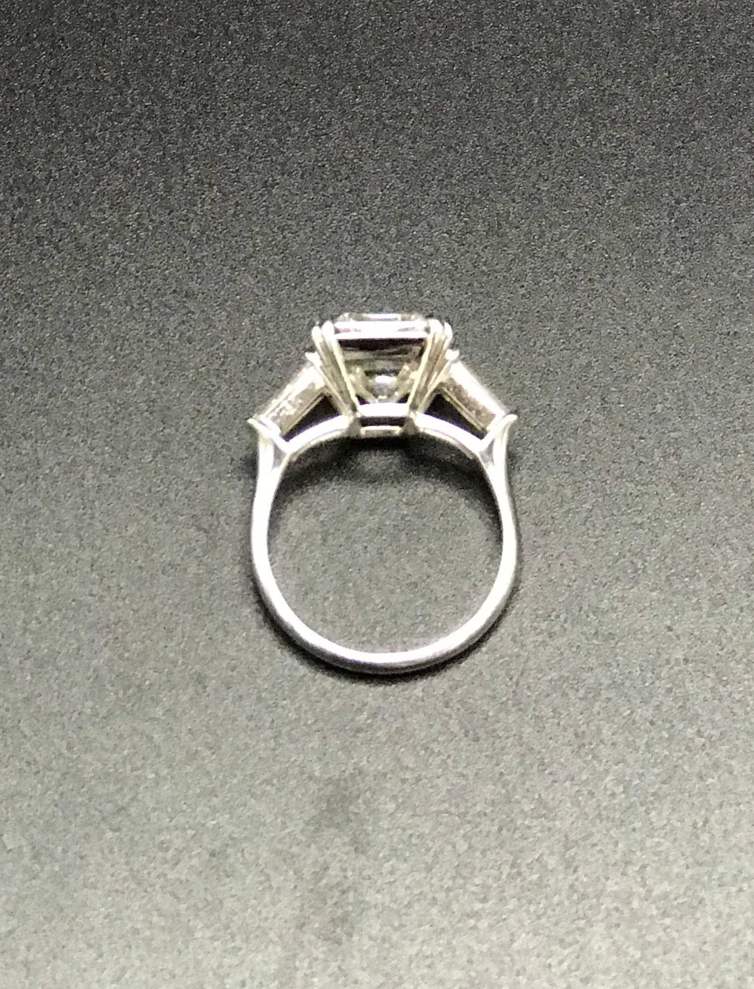 Women's GIA Certified 5.10 Carat E Color VS2 Clarity Emerald Cut Diamond Engagement Ring