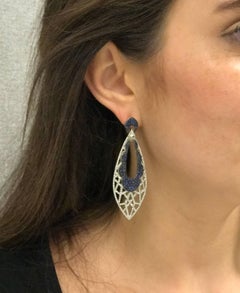 Diamond and Cabochon Sapphire Dangle Earrings