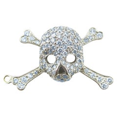 Pirate Skull Pendant in 18k White Gold with Diamonds