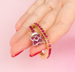 Ruby and Diamond Bracelet Flower Design by Ella Gafter