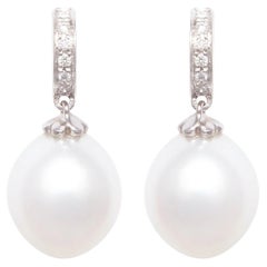 Pendientes de perla, diamante y gota Diseño de aro de Ella Gafter