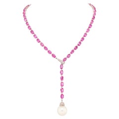 Collar de zafiro rosa y diamantes, diseño de Ella Gafter