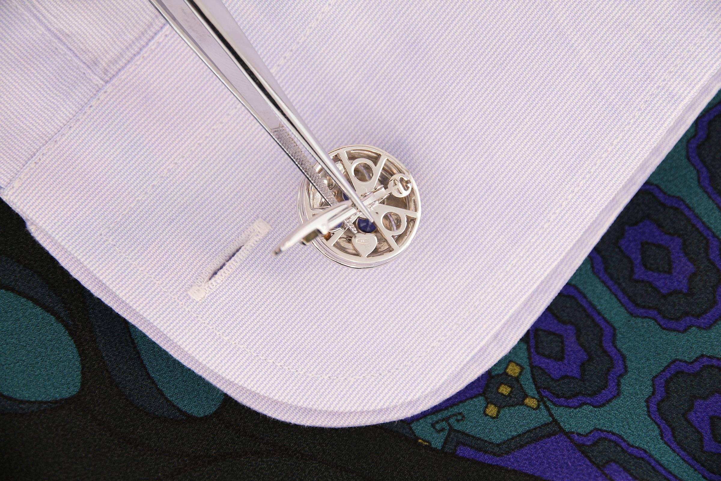 Ella Gafter Blue Sapphire Diamond Cufflinks  In New Condition For Sale In New York, NY