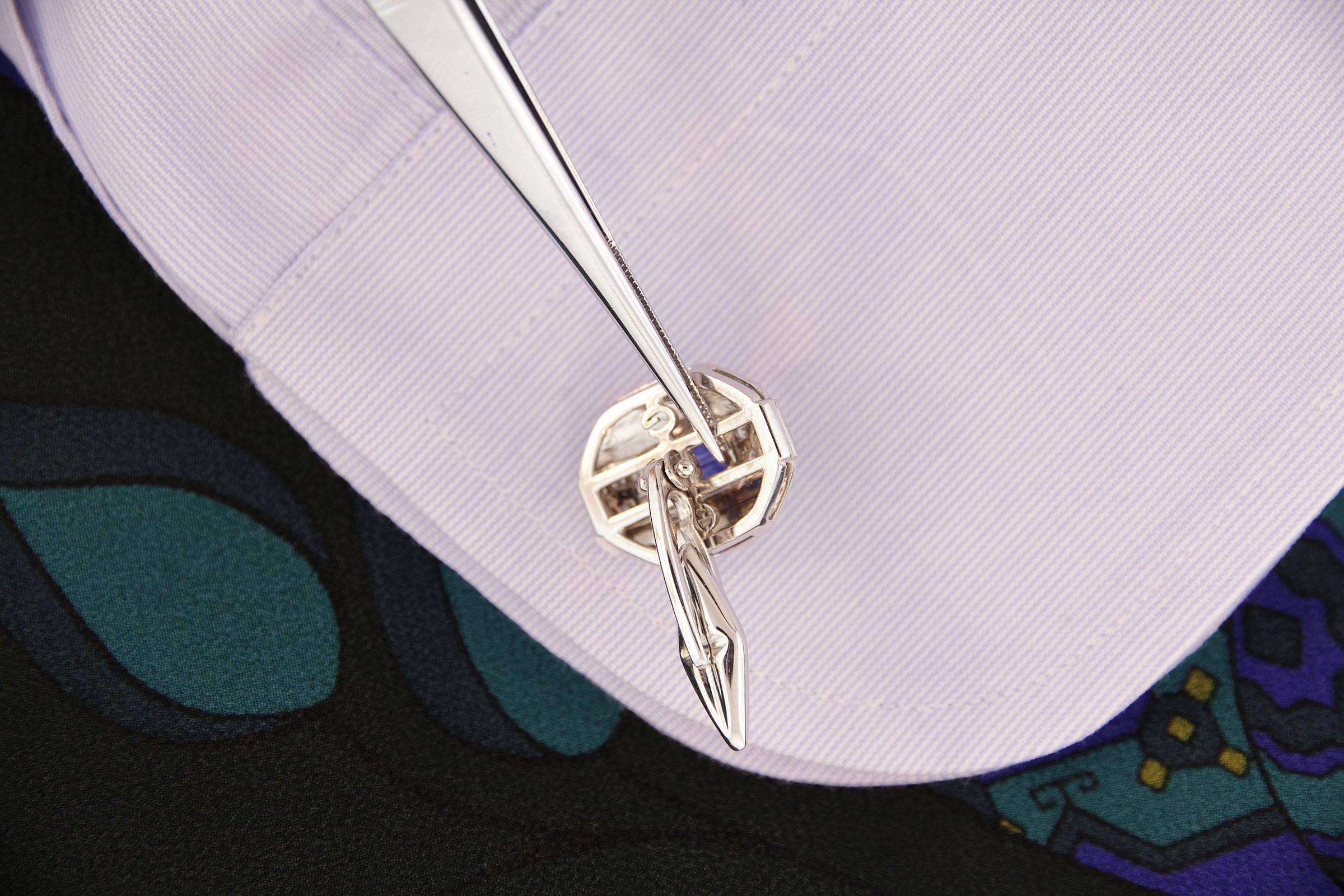Oval Cut Ella Gafter Blue Sapphire Cufflinks  For Sale