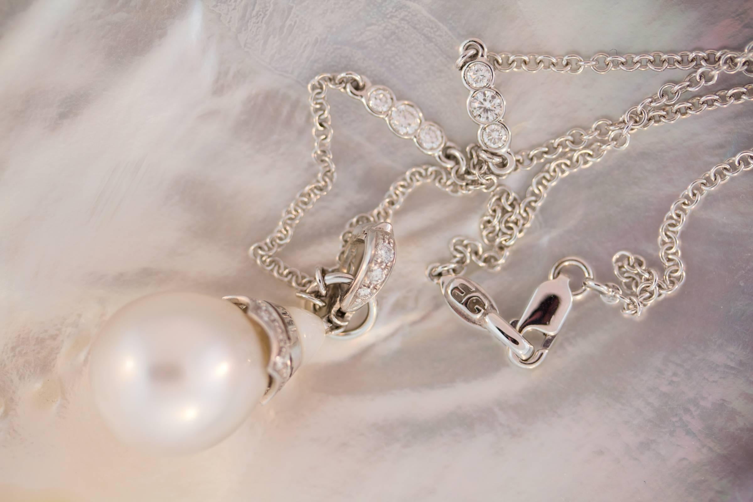 Ella Gafter South Sea Pearl Diamond Pendant Necklace For Sale 2