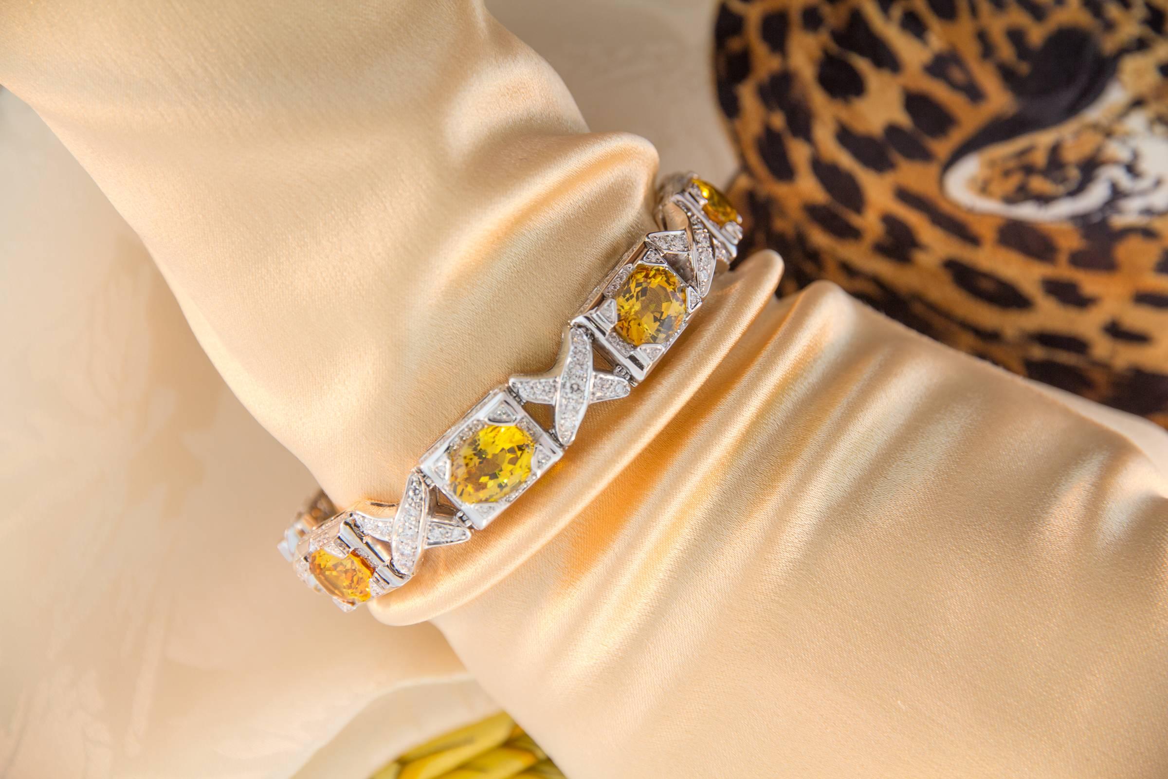 Ella Gafter Golden Yellow Sapphire Diamond Bracelet For Sale 1