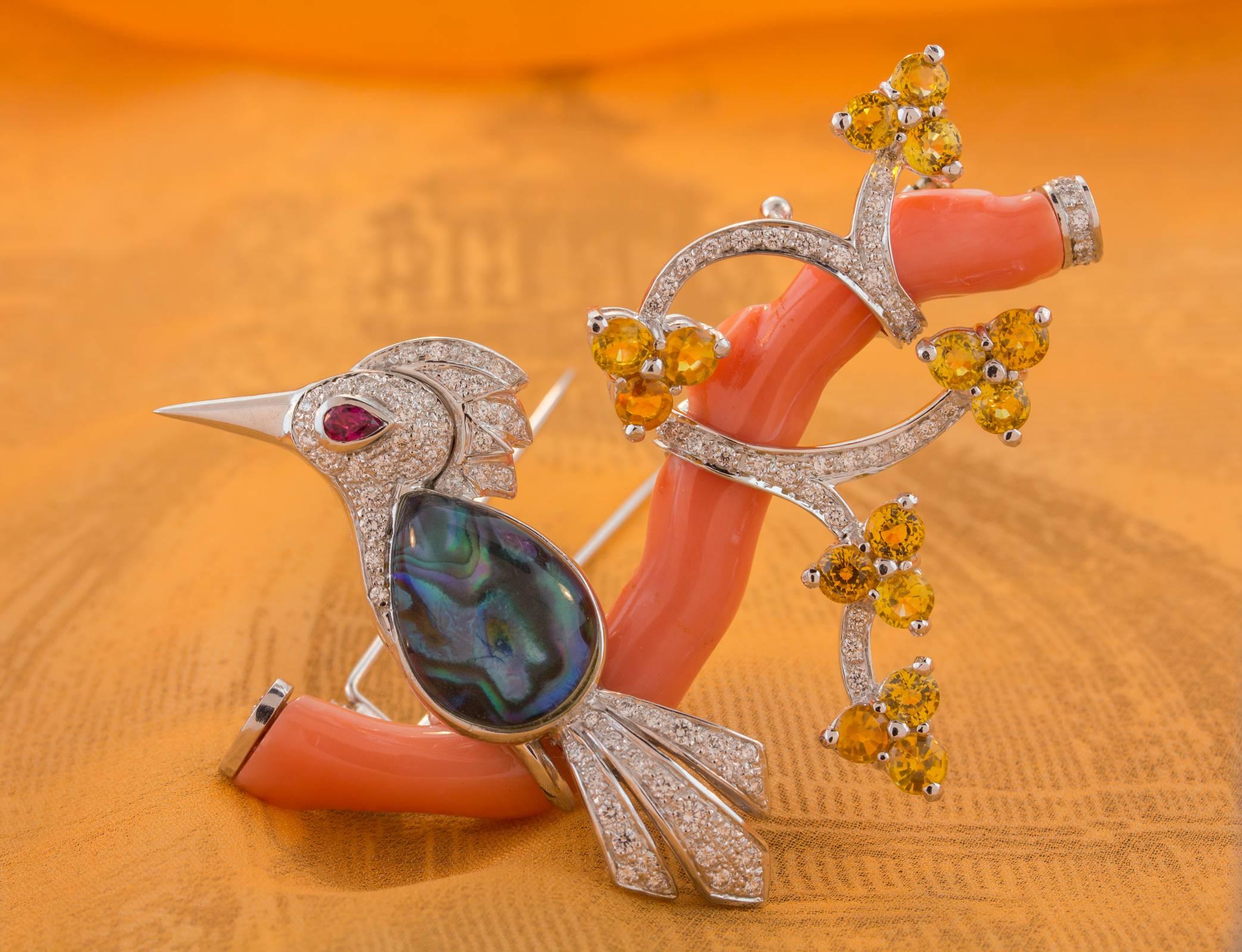 Ella Gafter Love Bird Diamond Sapphire Brooch Pin  For Sale 5