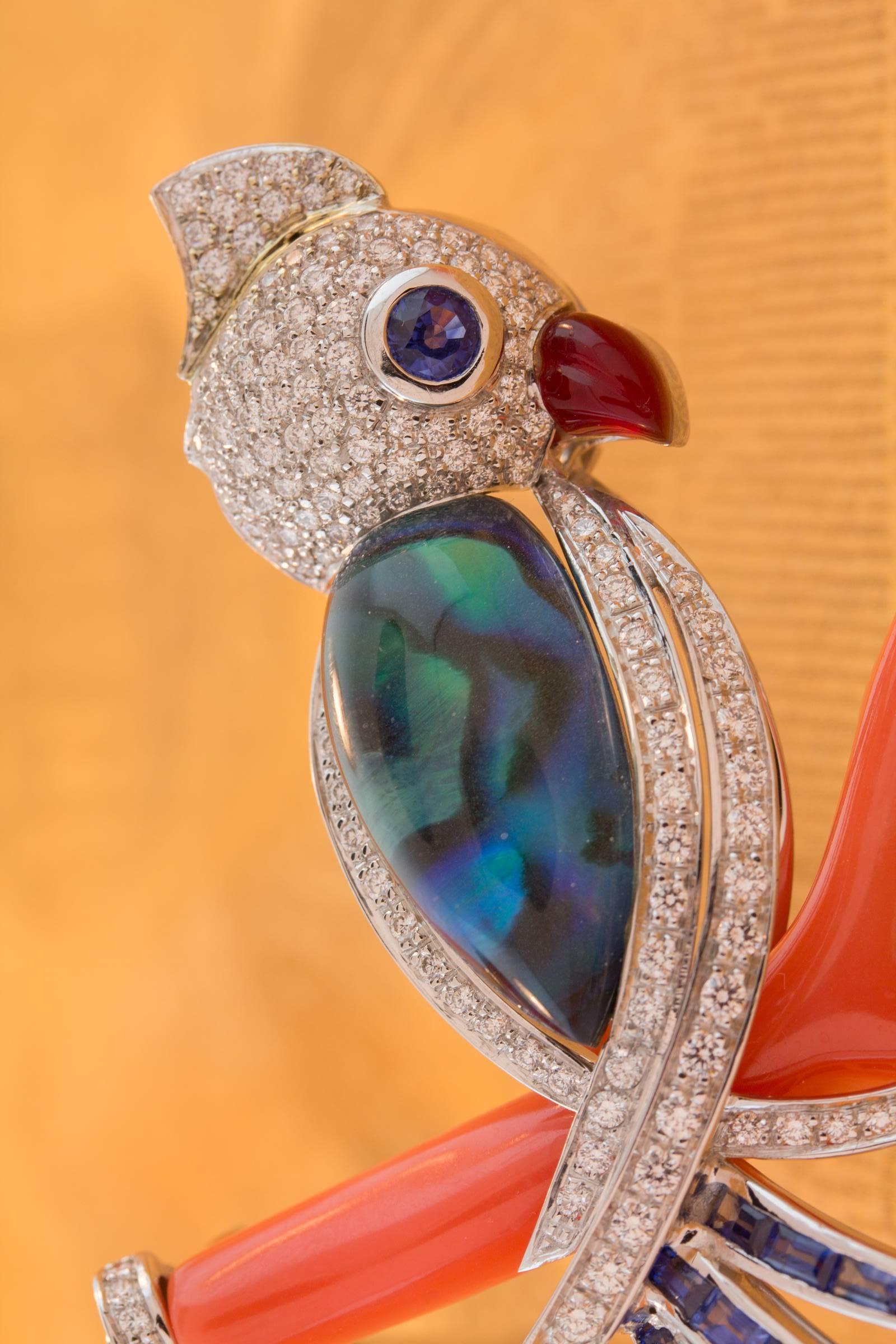 Ella Gafter Parrot Bird Diamond Brooch Pin For Sale 10