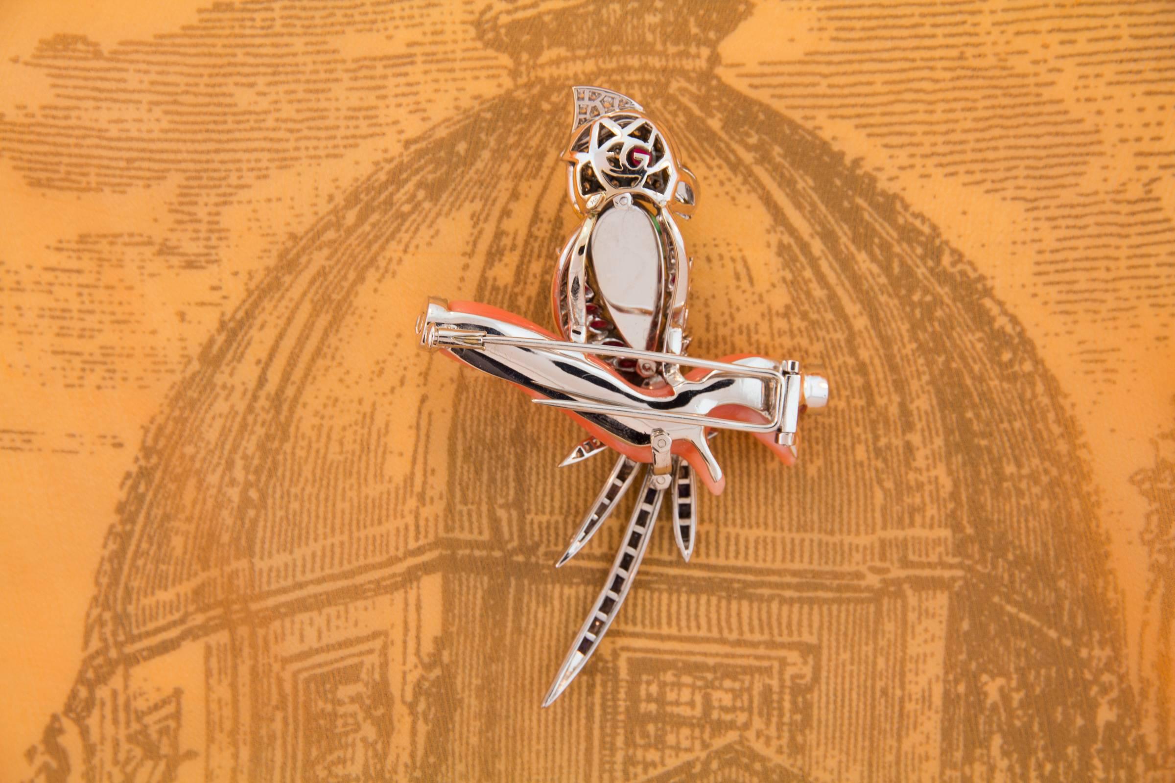 Ella Gafter Parrot Bird Diamond Brooch Pin For Sale 6