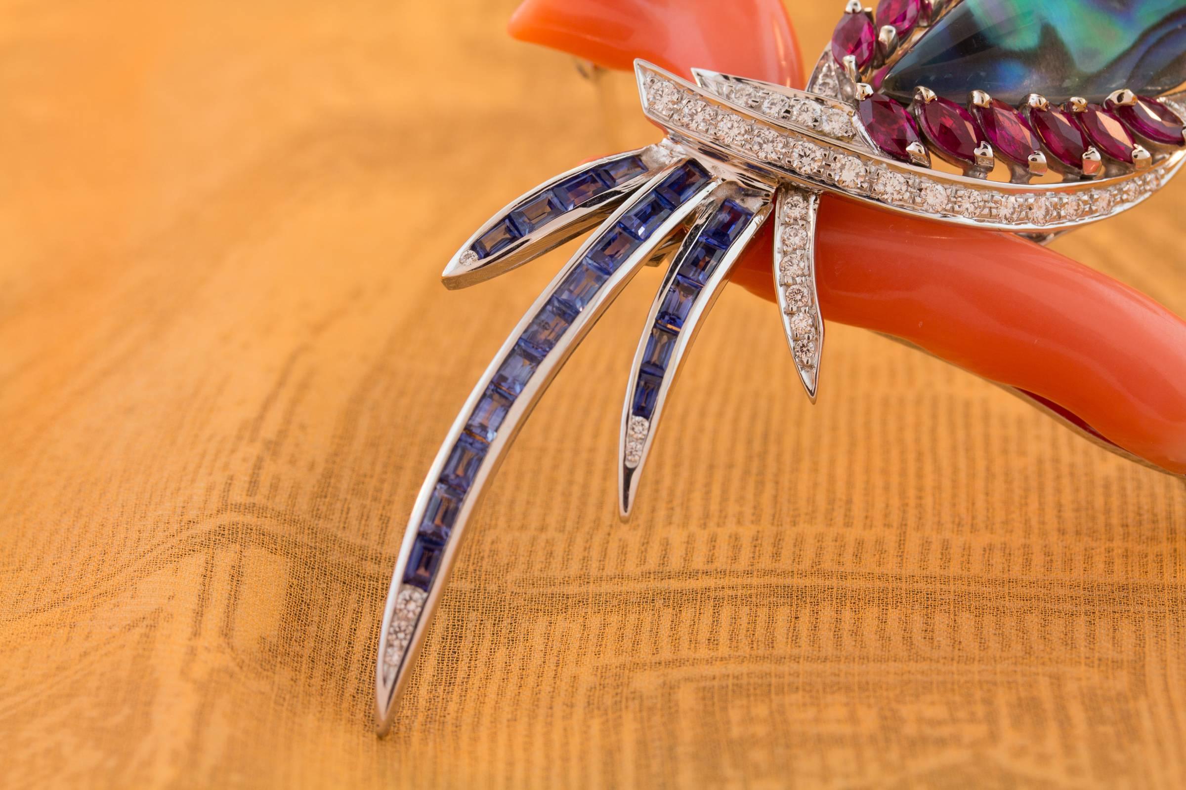 Ella Gafter Parrot Bird Diamond Brooch Pin For Sale 9