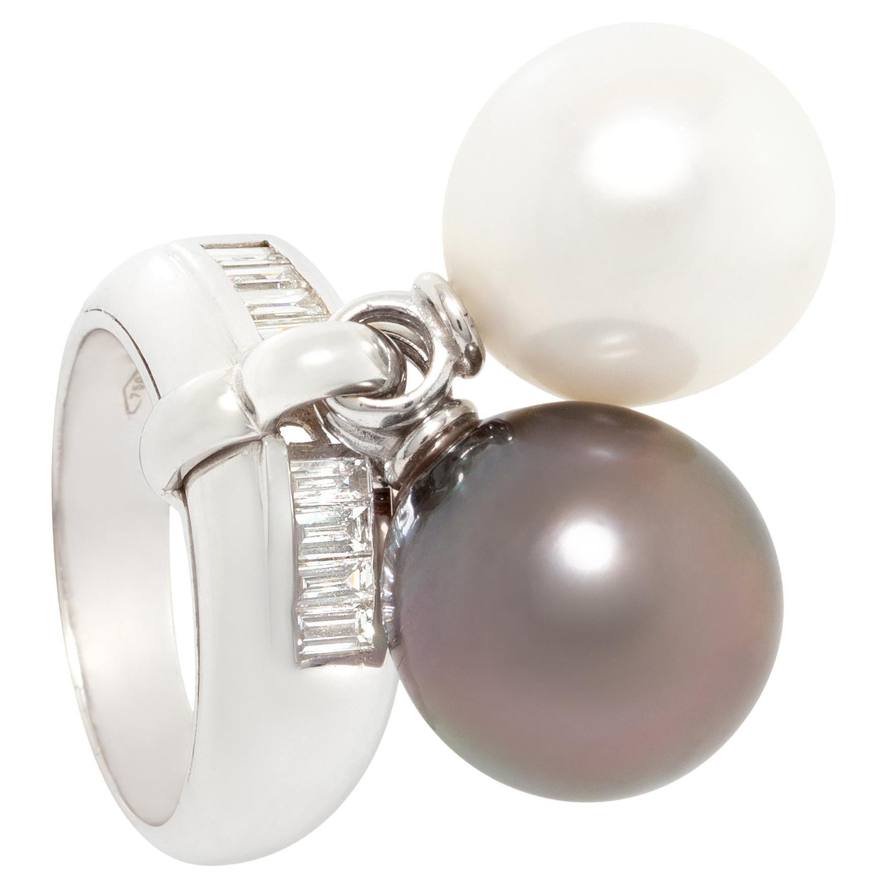 Ella Gafter 12mm Pearl Diamond Ring  For Sale