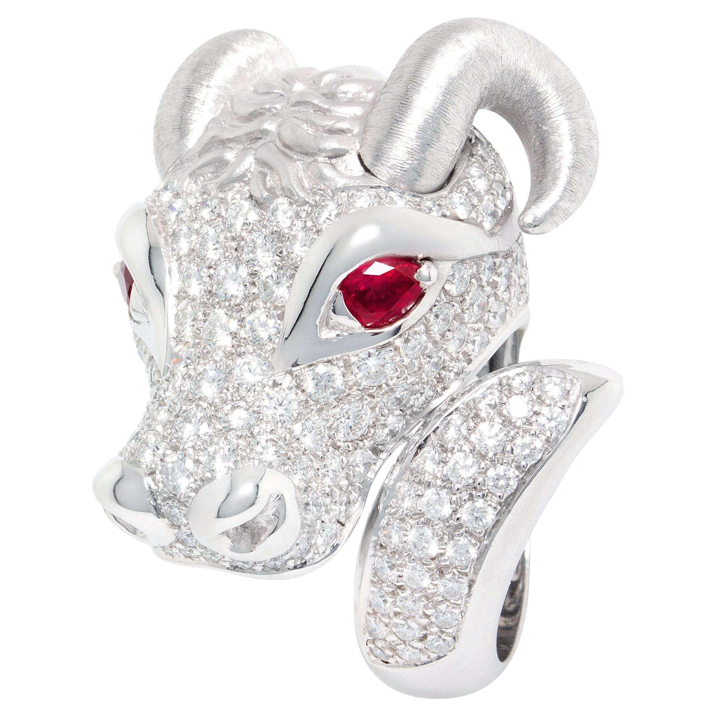 Ella Gafter Taurus Diamond Ruby Zodiac Ring  For Sale