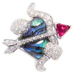 Used Ella Gafter Sagittarius Diamond Ruby Zodiac Ring 