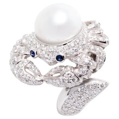 Ella Gafter Cancer Pearl Diamond Zodiac Ring