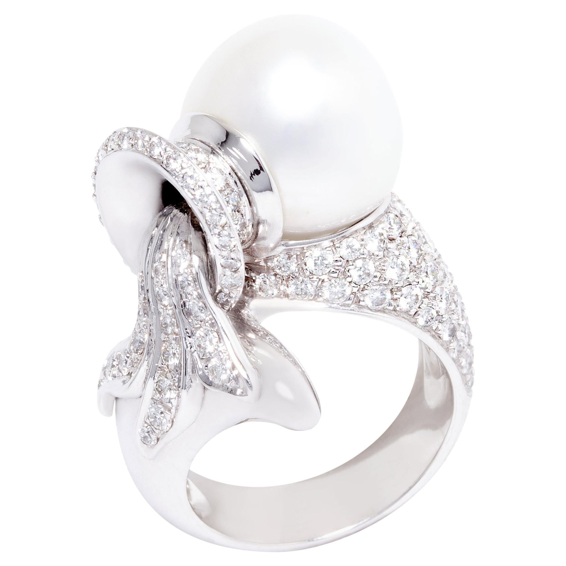 Ella Gafter Aquarius Diamond Pearl Zodiac Ring For Sale