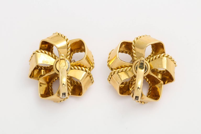 Cartier 1950s Citrine Diamond Gold Earrings For Sale at 1stDibs