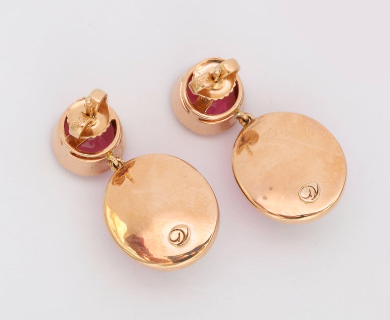 Donna Vock Rose Gold, Pink Tourmaline and Rubelite Earrings at 1stDibs
