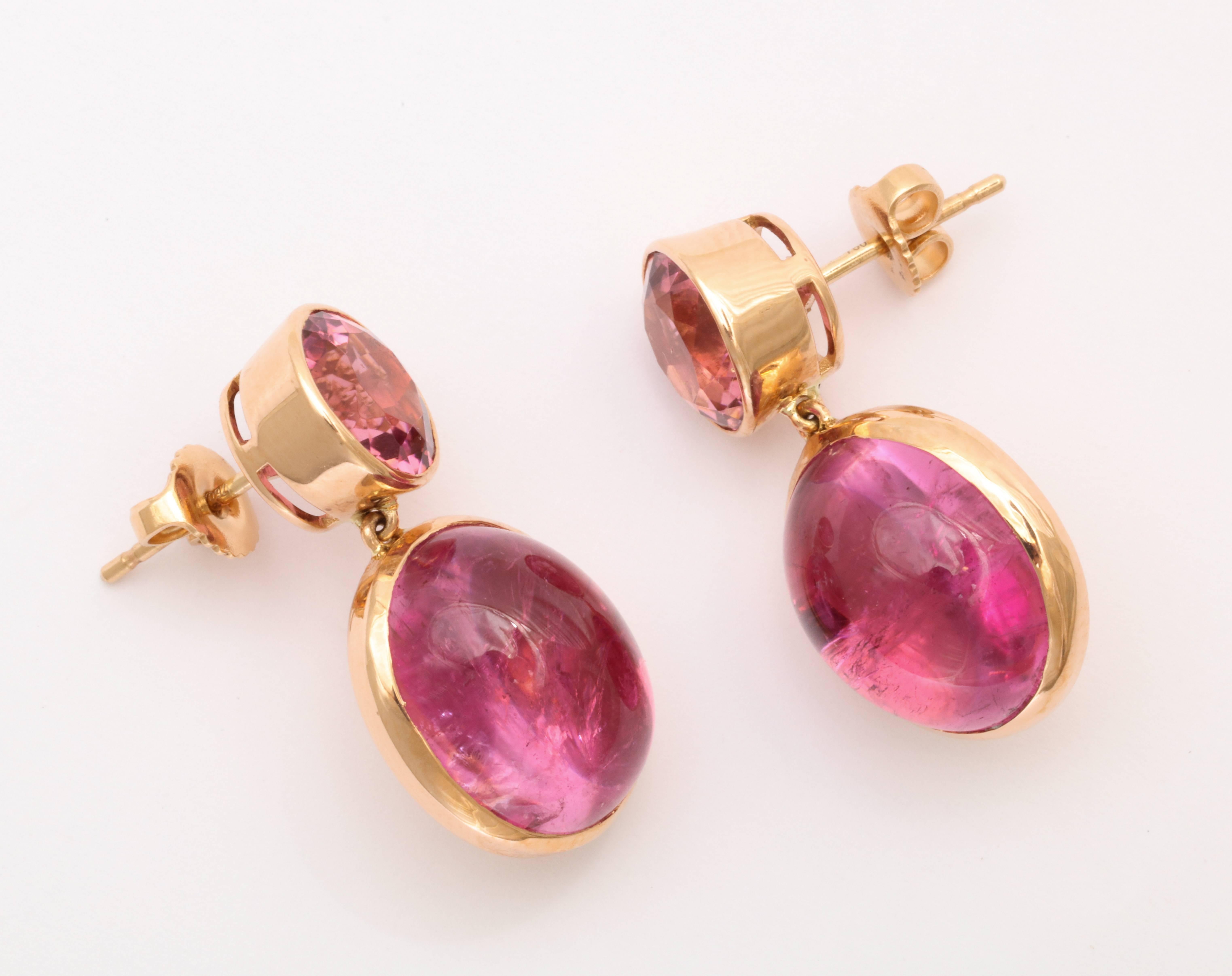 Contemporary Donna Vock Rose Gold, Pink Tourmaline and Rubelite Earrings