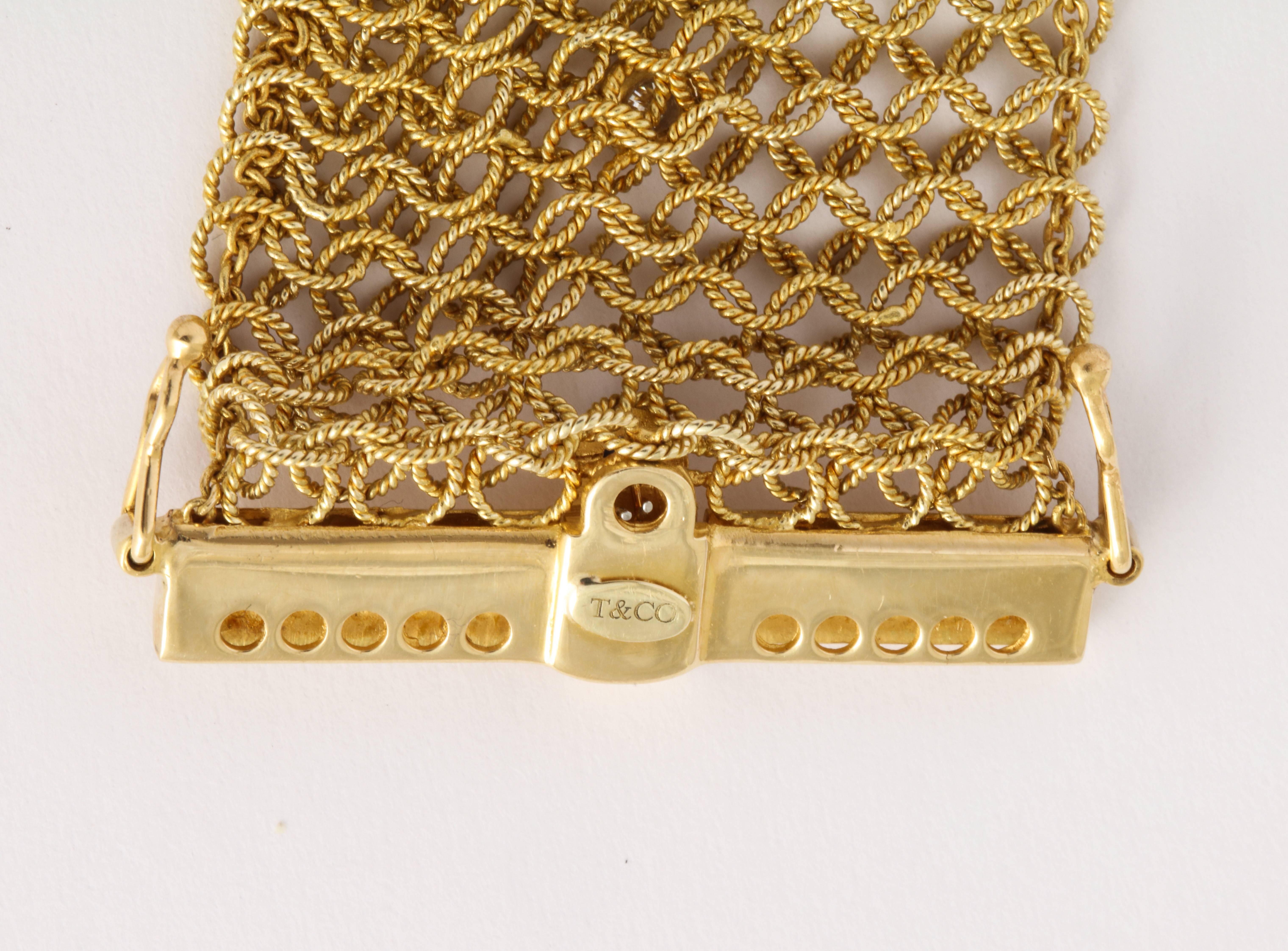 Tiffany & Co. Mesh Diamond Gold Bracelet For Sale 3