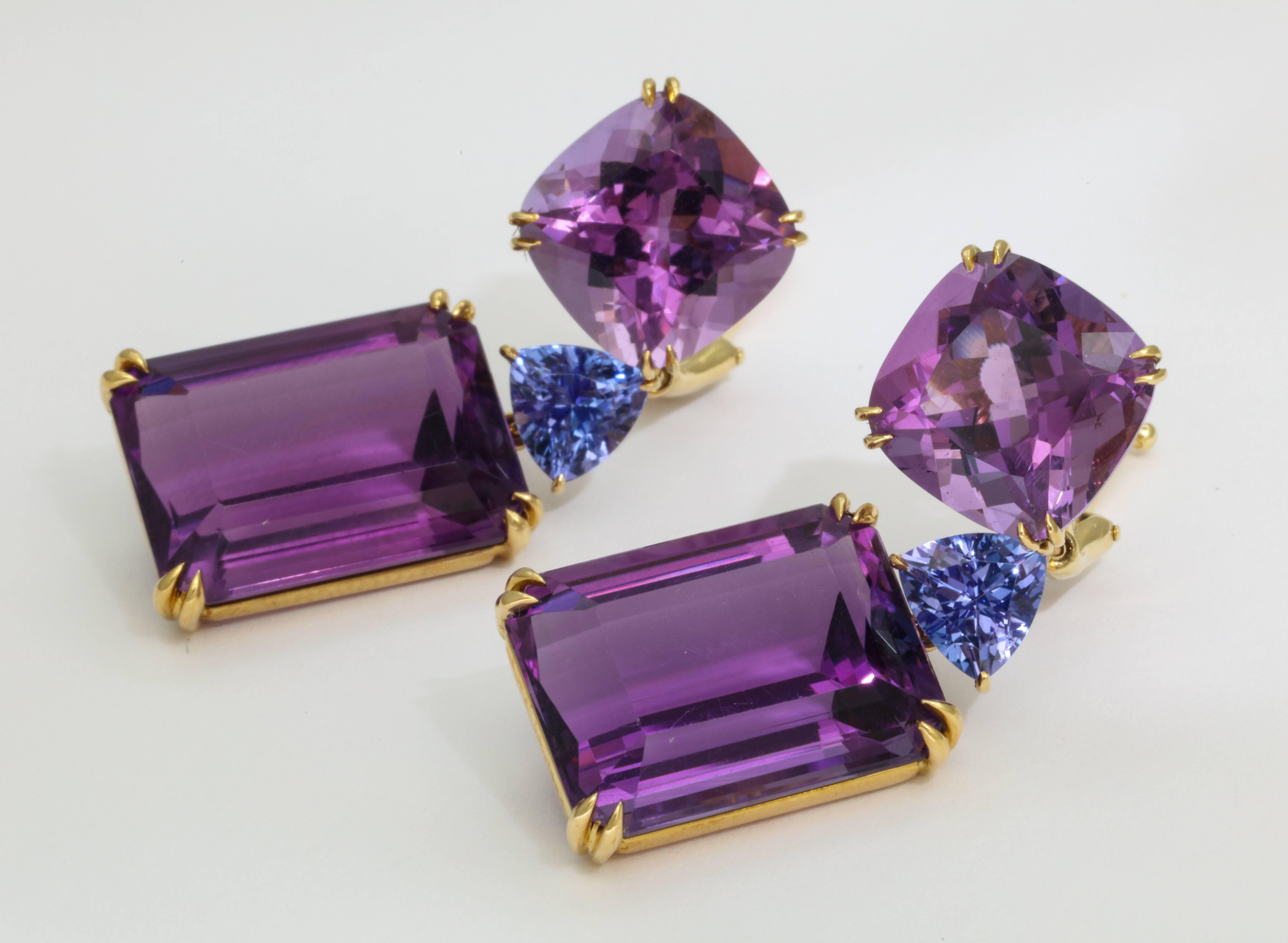 amethyst and tanzanite earrings