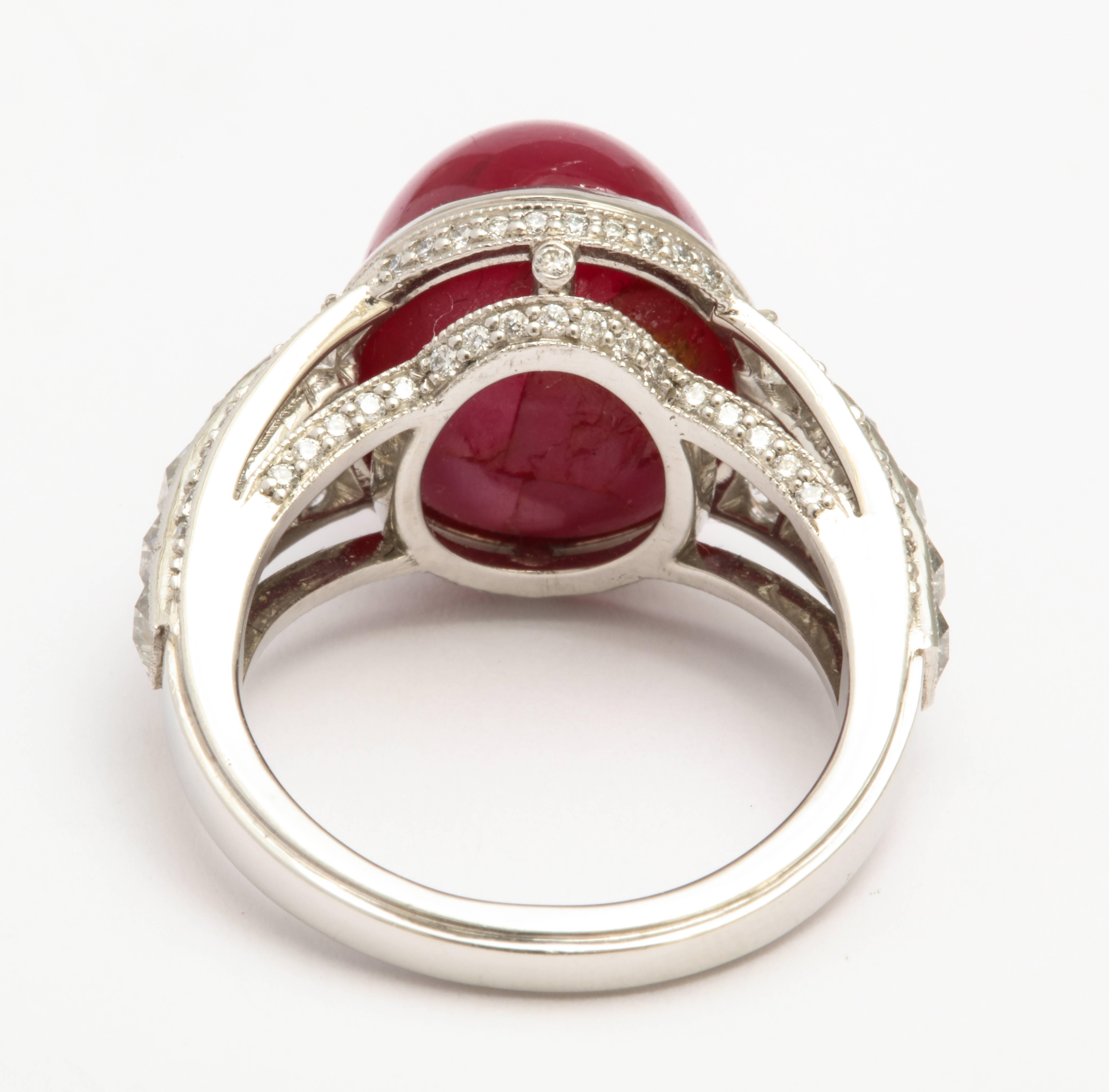 Art Deco AGL Certified No-Heat Burma Star Ruby and Diamond Ring