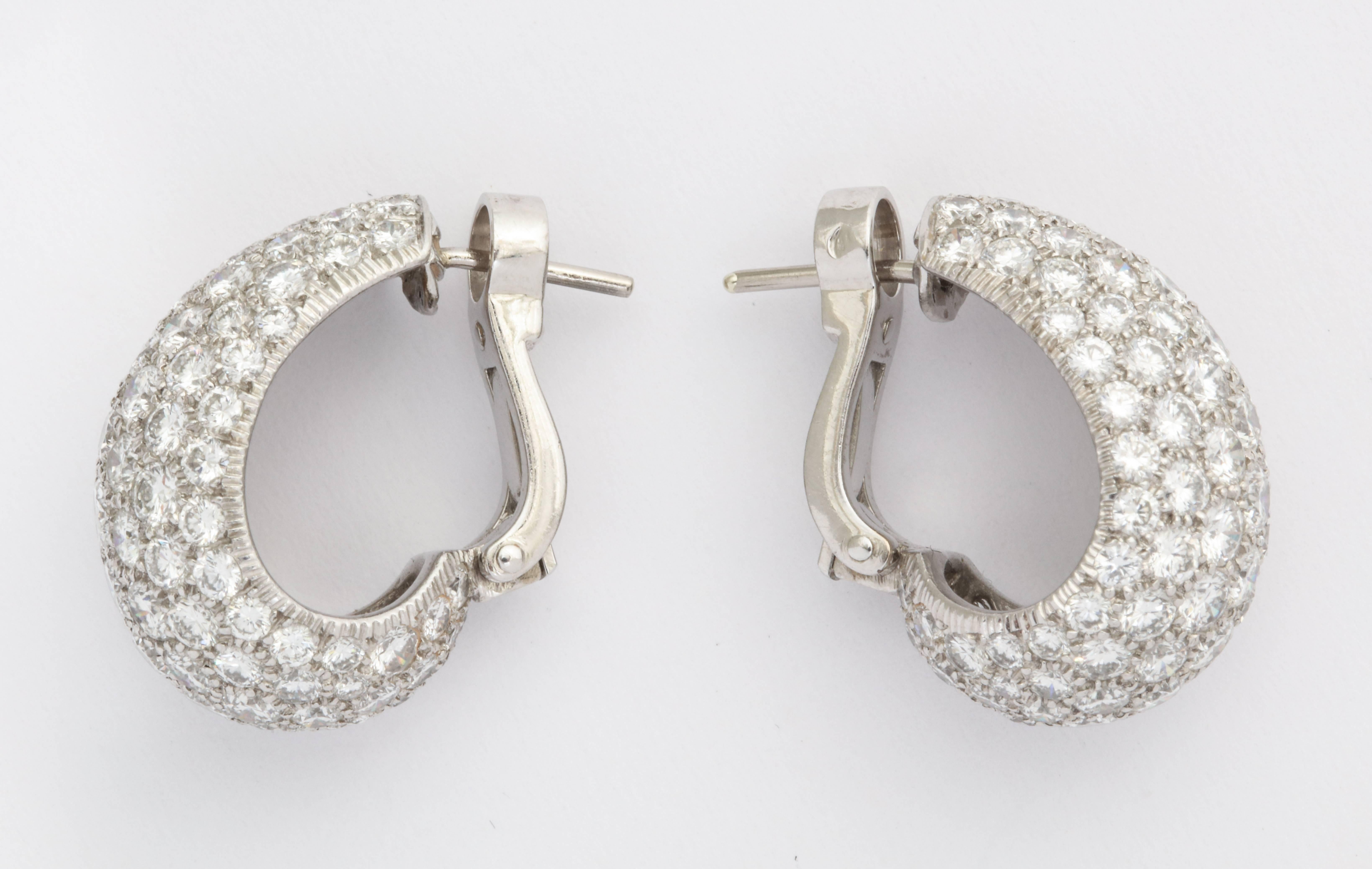 Contemporary Cartier Paris Diamond Bombe Hoop Clip-on Earrings