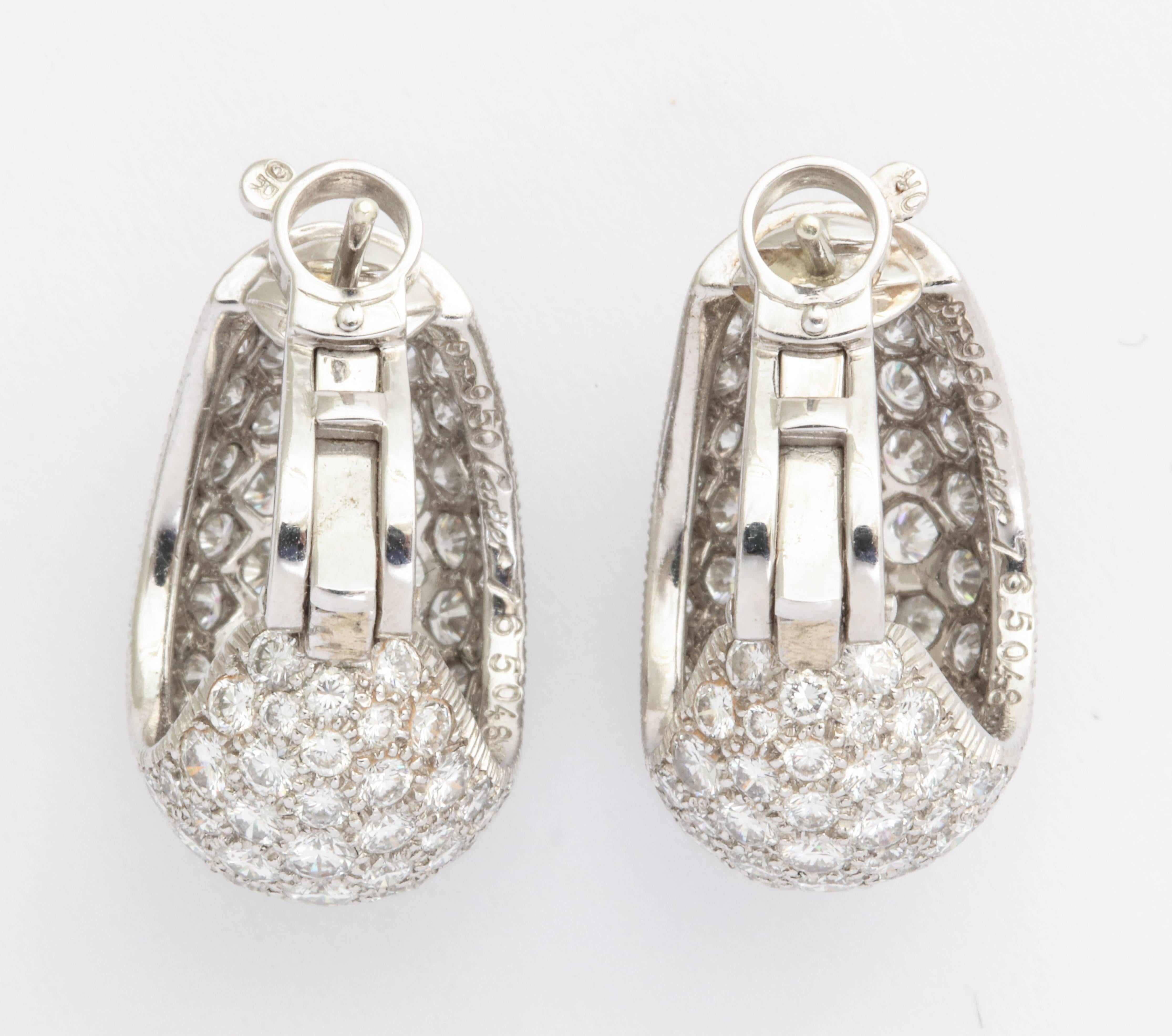 Cartier Paris Diamond Bombe Hoop Clip-on Earrings In Excellent Condition In New York, NY