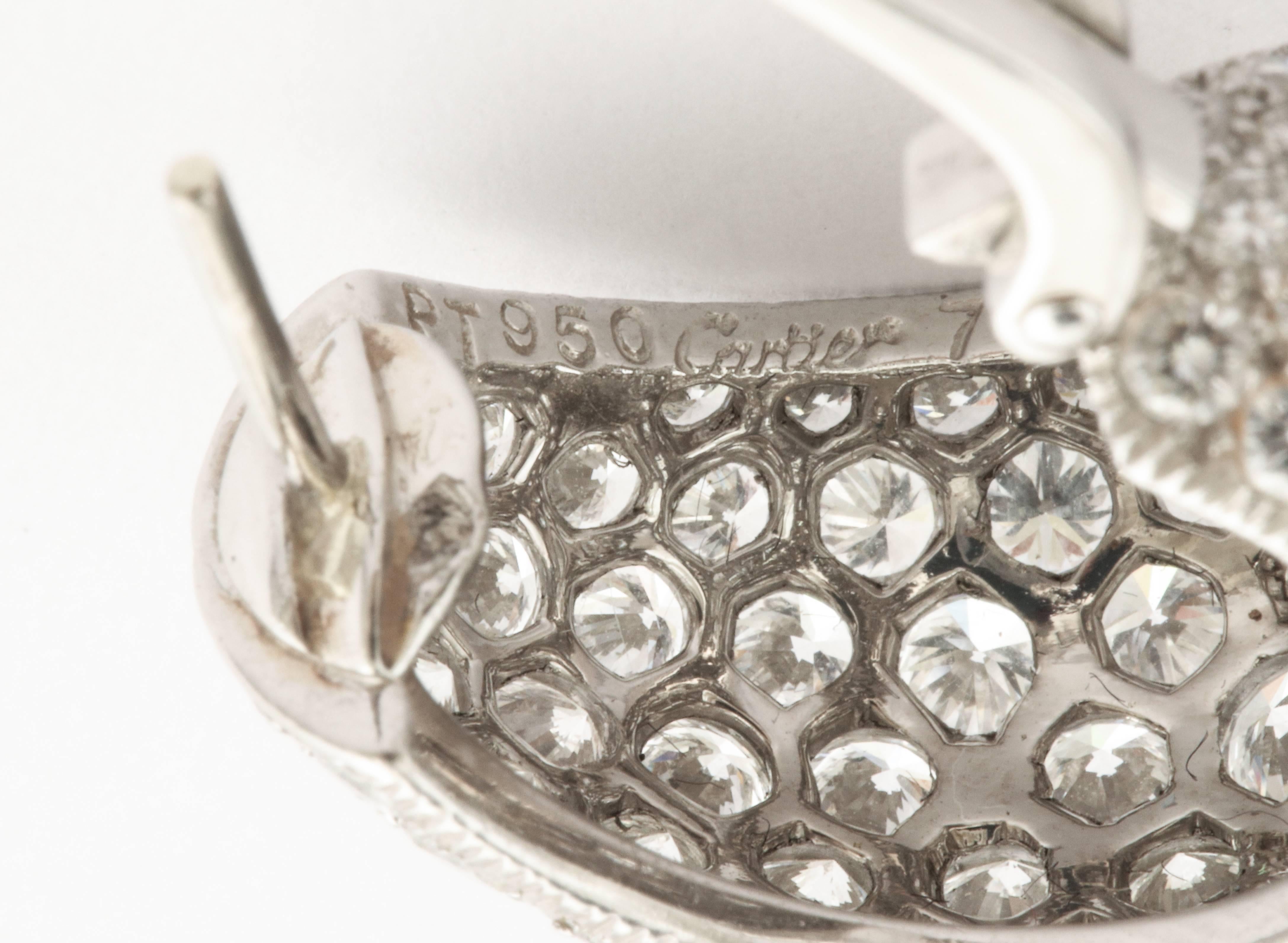 Women's or Men's Cartier Paris Diamond Bombe Hoop Clip-on Earrings