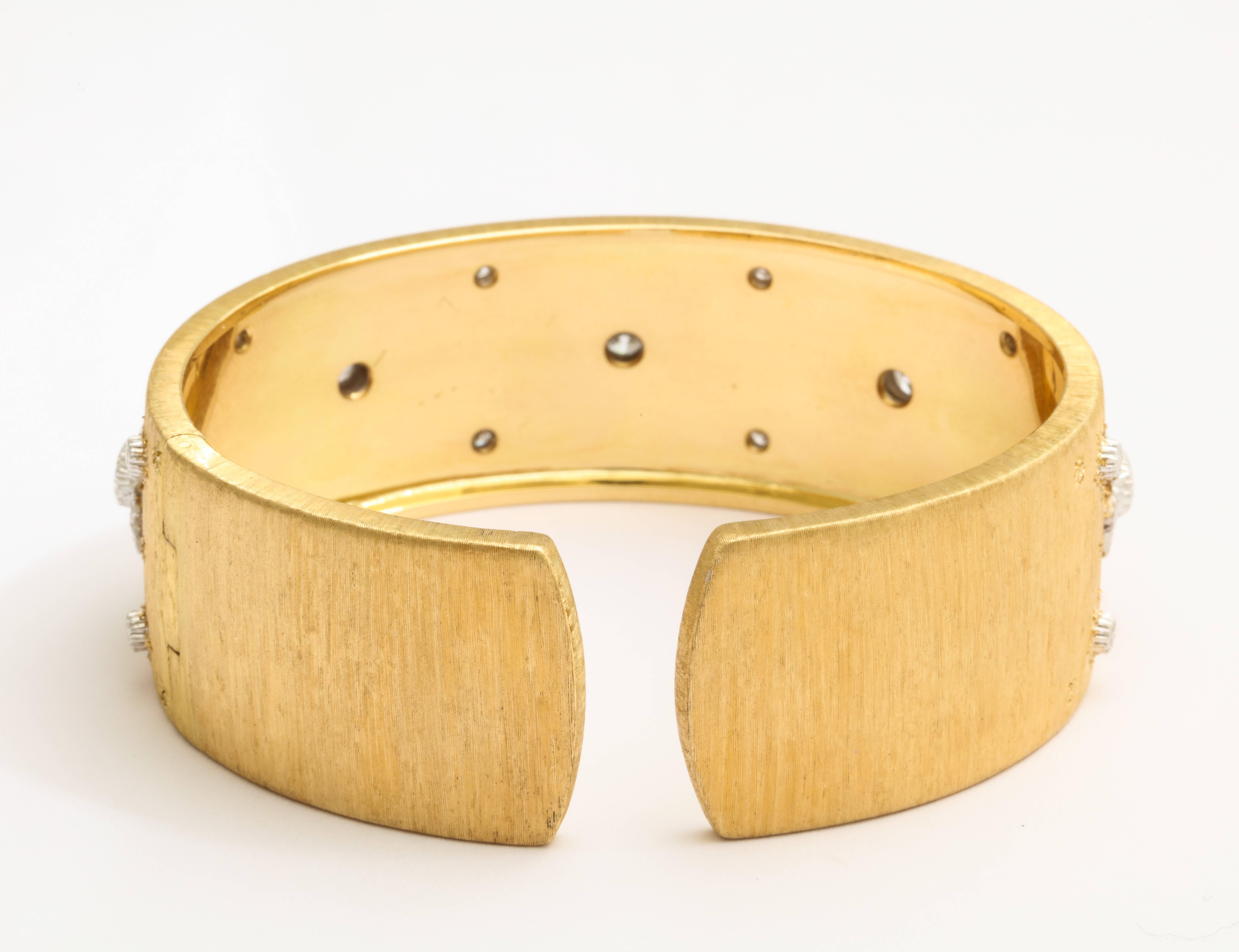 Buccellati Gold and Diamond Cuff Bracelet In Excellent Condition In New York, NY