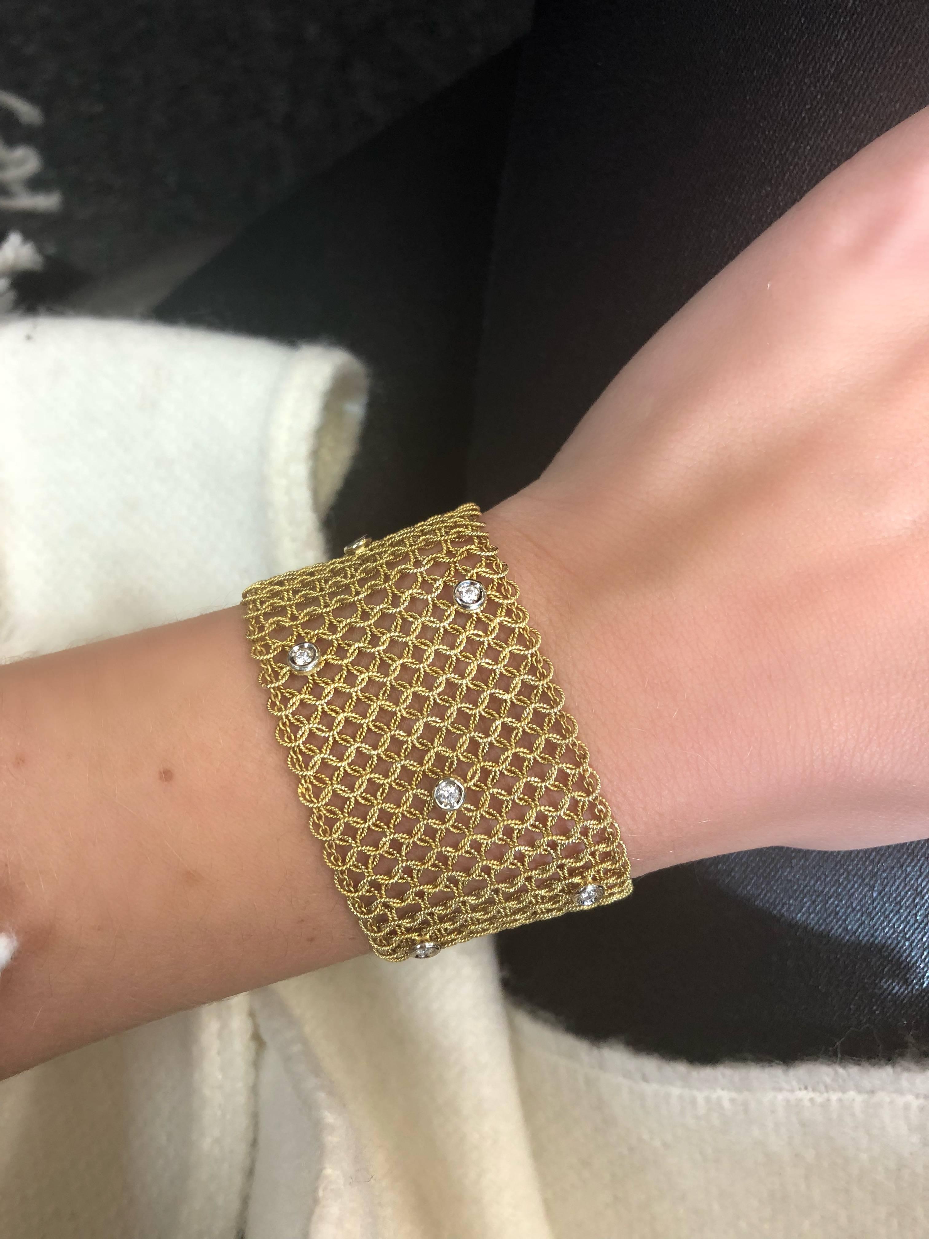 Tiffany & Co. Mesh Diamond Gold Bracelet For Sale 4