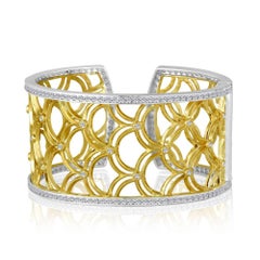 Green Gold Sterling Honeyfan Diamond Cuff Bracelet