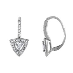 1.30 Carat Trillion Halo Diamond Dangle Earring