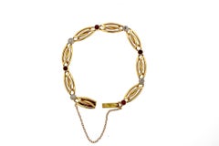 Antique Victorian French Gold Ruby Diamond Link Bracelet