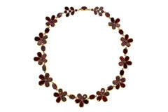 Antique Late Georgian Garnet Flower Riviere Necklace