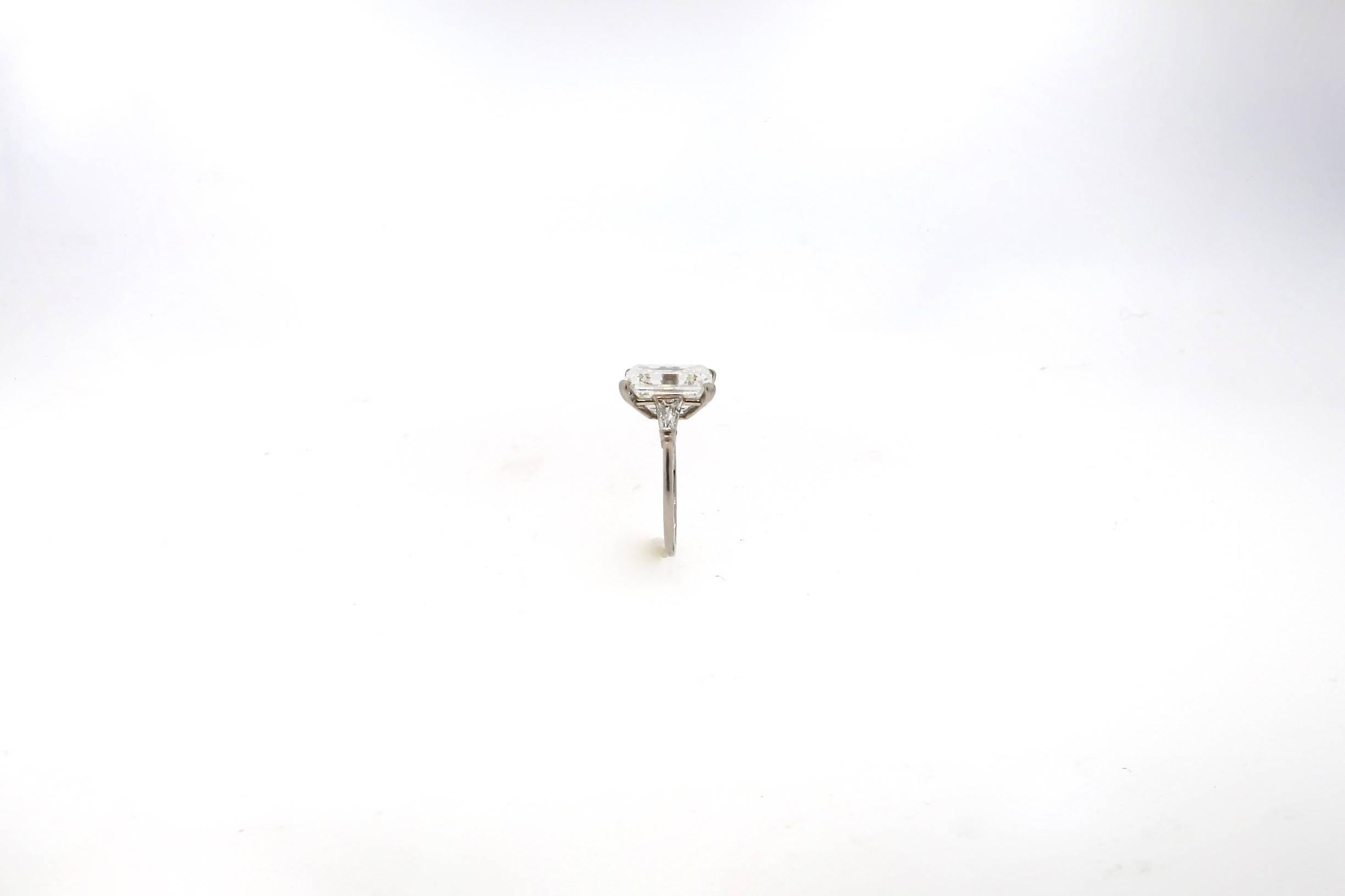 Midcentury 4.54 Carat GIA Certified Emerald Cut Diamond Engagement Ring 3