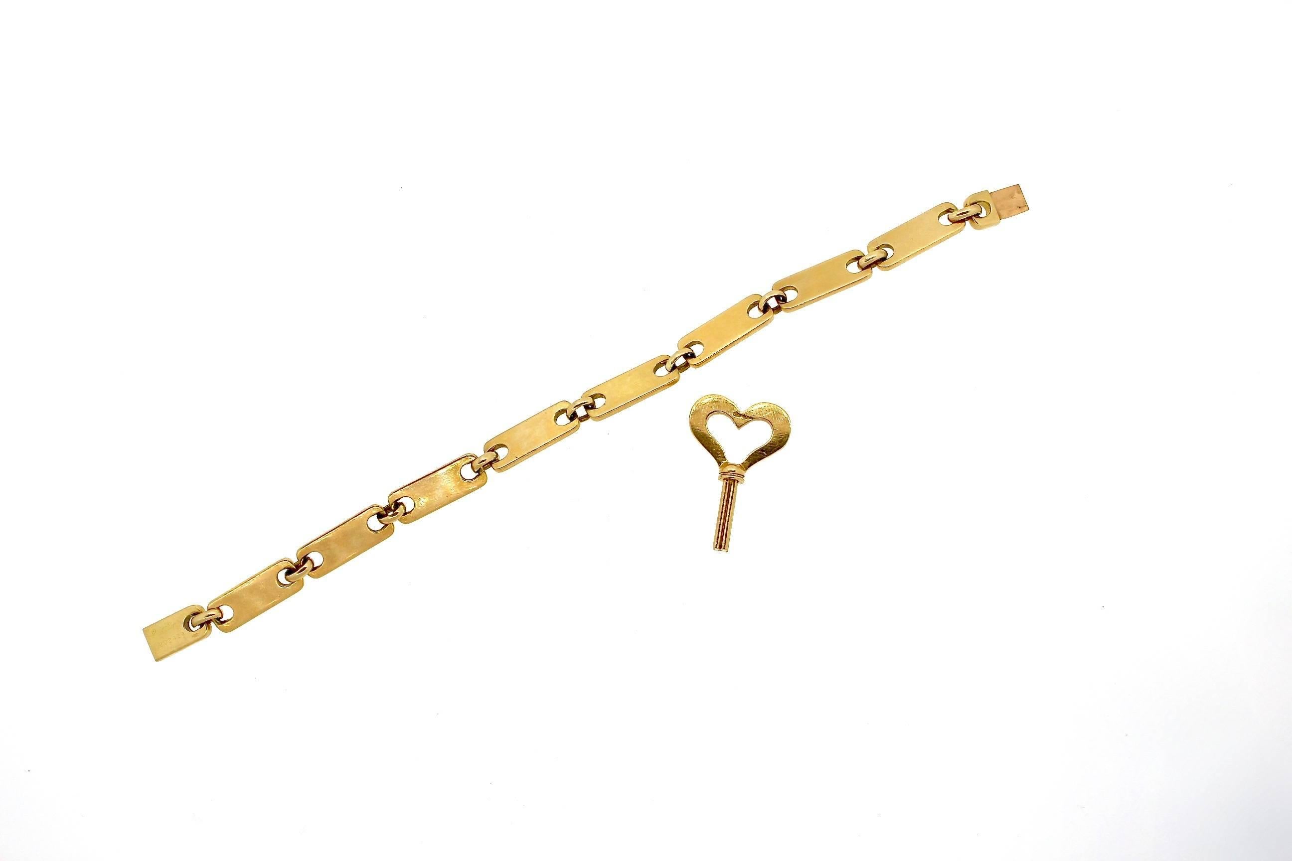 This vintage Cartier bracelet has the same idea as the LOVE bangle, where a Key is needed to help the wearer out of the bracelet.  In this case, the key is also 18k and has a cool heart top, perfect to be worn perhaps around the neck as a pendant. 
